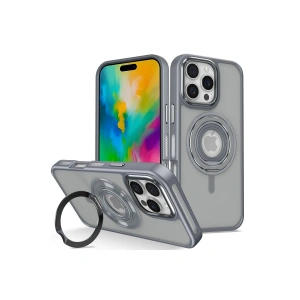 Mey İthalat®  iPhone 16 Pro Banza Magsafe Standlı Kapak - Titan Gri