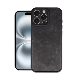 Mey İthalat®  iPhone 16 Pro Kılıf Aras Deri Kapak - Siyah