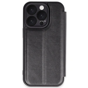 Mey İthalat®  iPhone 16 Pro Kılıf Flip Cover - Siyah