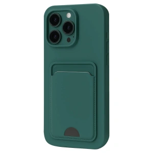 Mey İthalat®  iPhone 16 Pro Kılıf Kelvin Kartvizitli Silikon - Koyu Yeşil