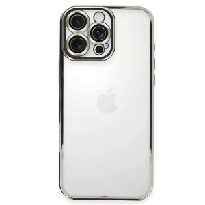 Mey İthalat®  iPhone 16 Pro Kılıf  Lensli Silikon - Gümüş