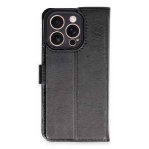 Mey İthalat®  iPhone 16 Pro Kılıf Trend S Plus Kapaklı Kılıf - Siyah