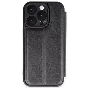 Mey İthalat®   iPhone 16 Pro Max Kılıf Flip Cover - Siyah