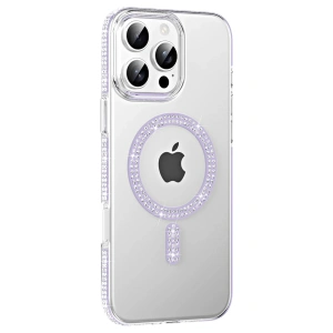 Mey İthalat®   iPhone 16 Pro Move Taşlı Magsafe Kapak - Lila