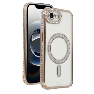 Mey İthalat®   iPhone 16E Joke Simli Magneticsafe Kılıf - Gold