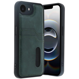Mey İthalat®  iPhone 16E Kılıf Sara Kartvizitli Deri Kılıf - Koyu Yeşil