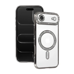 Mey İthalat®   iPhone 17 Air Joke Simli Magneticsafe Kılıf - Gümüş