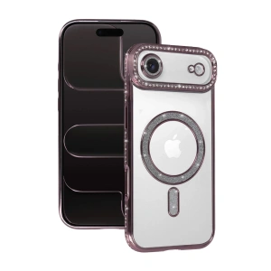 Mey İthalat®   iPhone 17 Air Joke Simli Magneticsafe Kılıf - Pembe