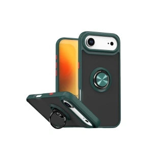 Mey İthalat®   iPhone 17 Air Montreal Yüzüklü Silikon Kapak - Yeşil
