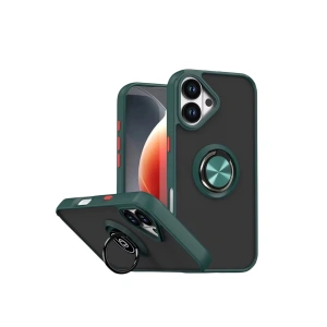 Mey İthalat®   iPhone 17 Montreal Yüzüklü Silikon Kapak - Yeşil