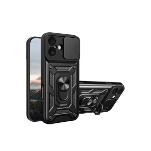 Mey İthalat®   iPhone 17 Pars Lens Yüzüklü Silikon - Siyah