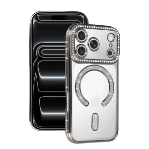 Mey İthalat®   iPhone 17 Pro Joke Simli Magneticsafe Kılıf - Gümüş
