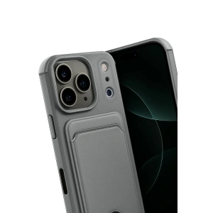 Mey İthalat®   iPhone 17 Pro Kelvin Kartvizitli Silikon - Gri