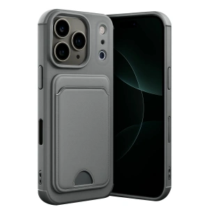Mey İthalat®   iPhone 17 Pro Max Kelvin Kartvizitli Silikon - Gri