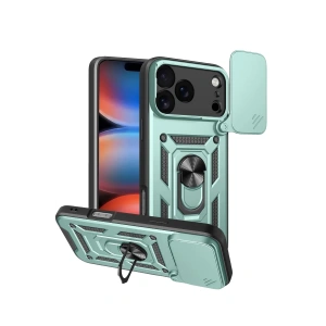 Mey İthalat®   iPhone 17 Pro Max Pars Lens Yüzüklü Silikon - Yeşil