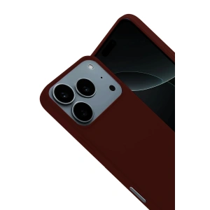 Mey İthalat®   iPhone 17 Pro Nano içi Kadife Silikon - Bordo