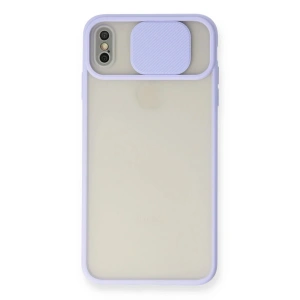 Mey İthalat®  iPhone X Kılıf Palm Buzlu Kamera Sürgülü Silikon - Lila