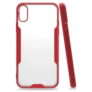Mey İthalat®  iPhone X Kılıf Platin Silikon - Kırmızı