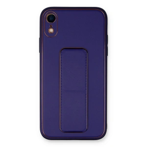 Mey İthalat®  iPhone XR Kılıf Coco Deri Standlı Kapak - Mor
