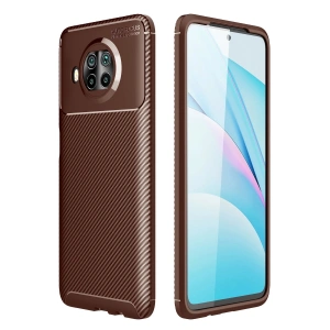 Mey İthalat®   Mi 10T Lite Kılıf Auto Focus Karbon Kapak - Kahverengi