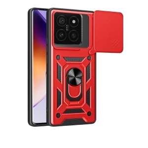 Mey İthalat®   Mi 14T Pro Kılıf Pars Lens Yüzüklü Silikon - Kırmızı