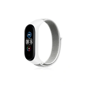 Mey İthalat® Mi Band 4 Hasırlı Cırtcırtlı Kordon - Beyaz