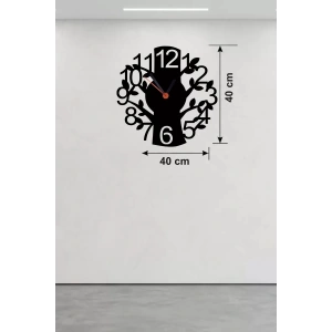 Mey İthalat® Modern Hayat Ağacı Tasarım Ahşap Duvar Saati - 40x40 cm Dekoratif