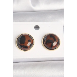 Mey İthalat® Pirinç Gold Renk 3D Daire Leopar Model Kadın Küpe