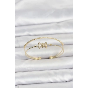 Mey İthalat® Pirinç Gold Renk Baget Zirkon Taşlı Objeli Kadın Bileklik