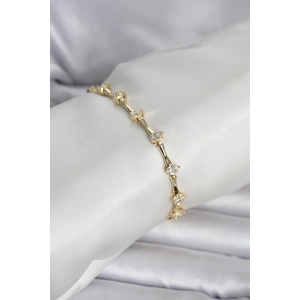Mey İthalat® Pirinç Gold Renk Damla Model Zirkon Taşlı Kadın Bileklik