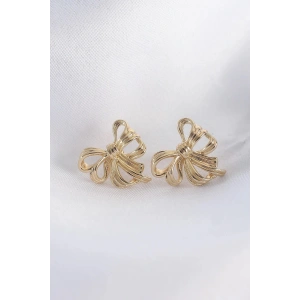 Mey İthalat® Pirinç Gold Renk Fiyonk Küpe