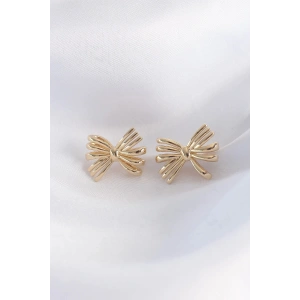 Mey İthalat® Pirinç Gold Renk Fiyonk Küpe