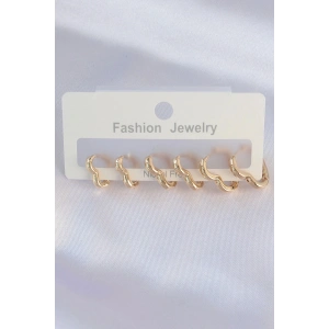Mey İthalat® Pirinç Gold Renk Kalp Model Küpe Seti