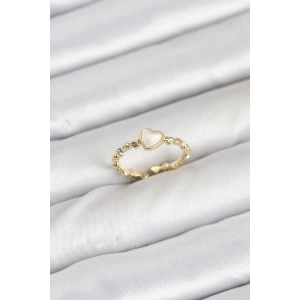 Mey İthalat® Pirinç Gold Renk Kalpli Model Kadın Yüzük
