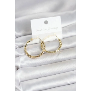 Mey İthalat® Pirinç Gold Renk Minimal Kare Halka Kadın Küpe