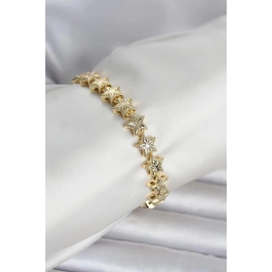 Mey İthalat® Pirinç Gold Renk Yıldız Model Kadın Bileklik