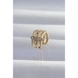 Mey İthalat® Pirinç Gold Renk Yonca Earcuff Küpe