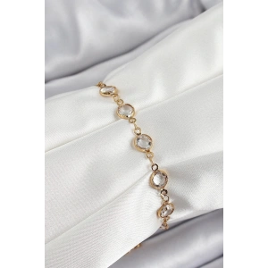 Mey İthalat® Pirinç Gold Renk Zirkon Taşlı Kadın Bileklik