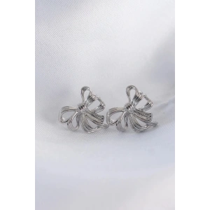 Mey İthalat® Pirinç Gümüş Renk Fiyonk Küpe