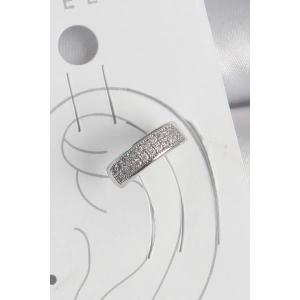 Mey İthalat® Pirinç Gümüş Renk Zirkon Taşlı Kıkırdak Model Kadın Küpe