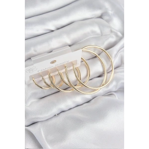 Mey İthalat® Pirinç Halka Model Gold Renk Kadın Set Küpe