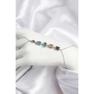 Mey İthalat® Pirinç Renkli Zirkon Taşlı Model Gümüş Renk Şahmeran