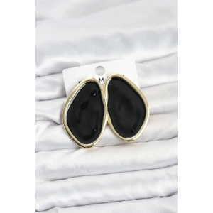 Mey İthalat® Pirinç Siyah Mineli Damla Model Vintage Plaka Kadın Küpe