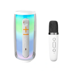 Mey İthalat®  Pluse 6 Mikrofonlu RGB Kablosuz Hoparlör - Beyaz