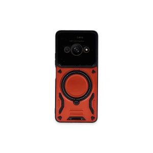 Mey İthalat®   Poco C61 Kılıf Joy Lens Standlı Kapak - Kırmızı