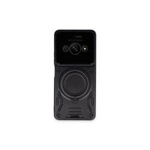 Mey İthalat®   Poco C61 Kılıf Joy Lens Standlı Kapak - Siyah