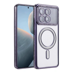 Mey İthalat®   Poco X6 Pro Joke Simli Magneticsafe Kılıf - Derin Mor