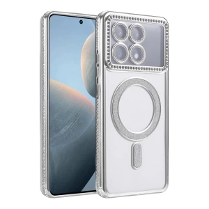 Mey İthalat®   Poco X6 Pro Joke Simli Magneticsafe Kılıf - Gümüş