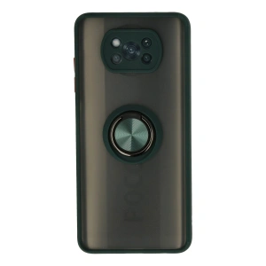 Mey İthalat®   Pocophone X3 Kılıf Montreal Yüzüklü Silikon Kapak - Yeşil