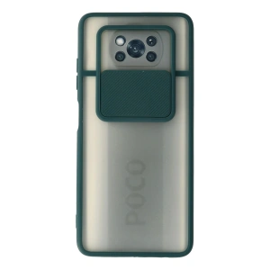 Mey İthalat®   Pocophone X3 Kılıf Palm Buzlu Kamera Sürgülü Silikon - Yeşil